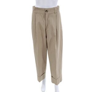 Club Monaco Womens Cotton Zip Button Pleated Pants Khaki Size 06